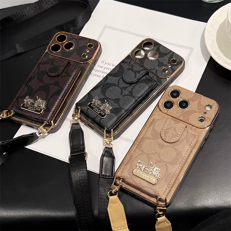 コーチ iphone ケース ハイ ブランド iphone 17/air ケース カード 収納 iphone 16/15 pro ケース ストラップ付き iphone 14 pro max ケース 人気 おすすめ iphone13/12/11 ケース 革 おしゃれ