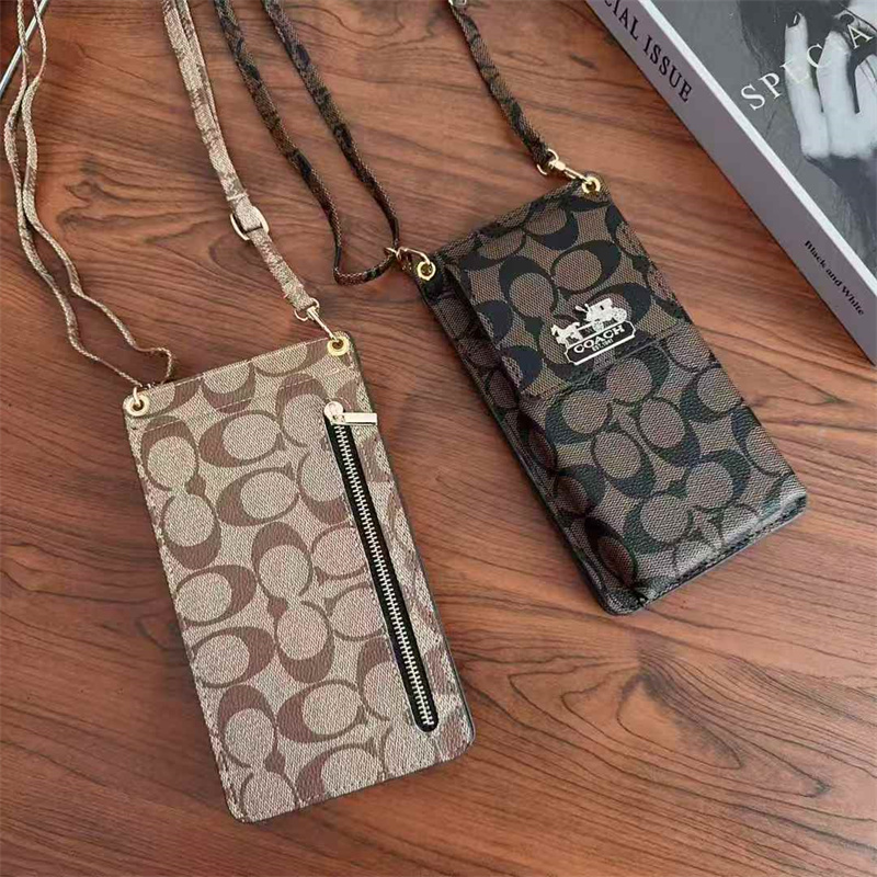コーチ スマホポーチ ハイ ブランド ストラップ付き caoch スマホ 2台持ち ポシェット 人気 肩掛け ミニ バッグ ミラー付きメンズ ショルダー ブランド カード入れ