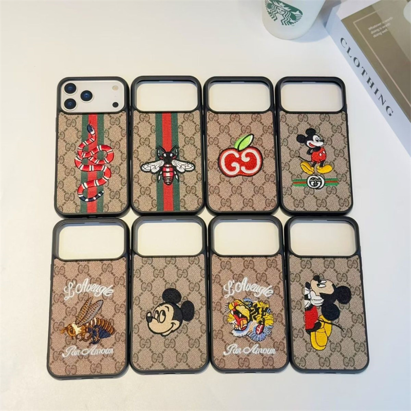GUCCI スマホケース iphone 18/17pro ケース iphone ケース 16/15 ブランド iphone14pro/13 ケース 刺繍 おしゃれ iphone12/11 ケース 大人 可愛い