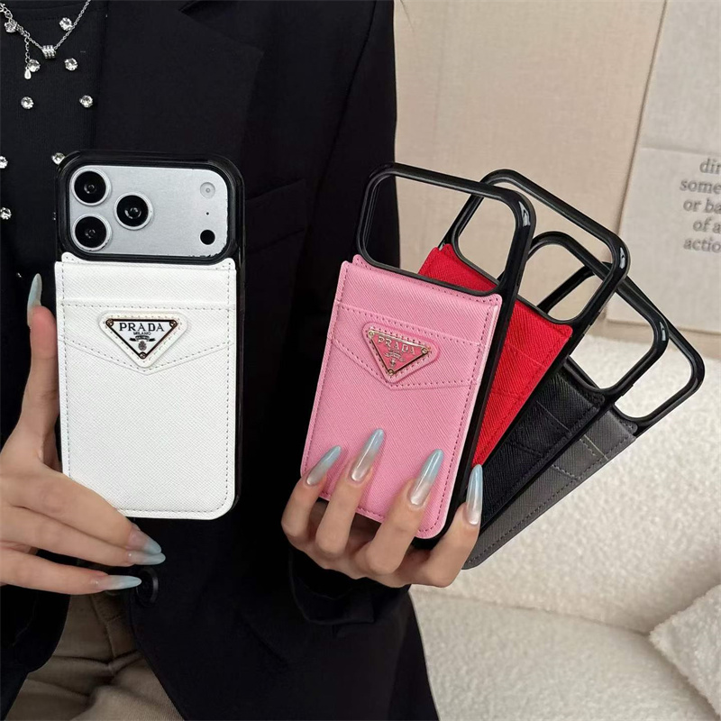 prada iphone 18pro ケース 背面 収納 iphone 17 pro ケース ハイ ブランド iphone 16 pro max ケース 韓国 カード ケース 付き iphone15/14pro ケース 携帯 ケース ブランド 流行り